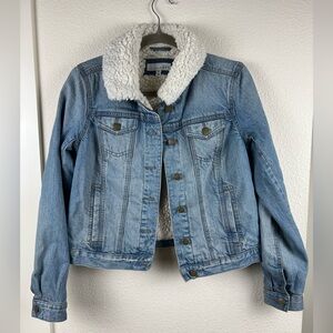 LOFT Light Blue Denim Jacket with Sherpa Lining